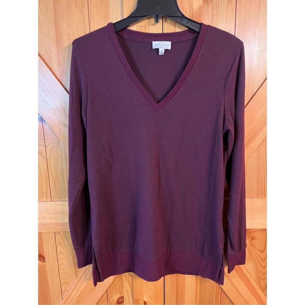 Lucky Brand Women's Small Maroon light weight long sleeve sweater (2544)